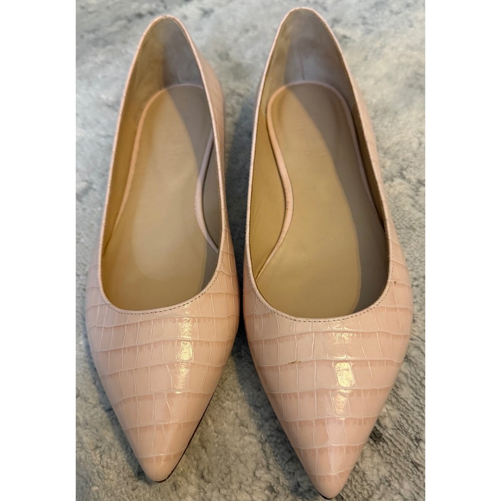 M.Gemi Womens Stellato Pink Croc Embossed Leather Pointed Toe Flats Size 38